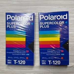 2 Pack Polaroid Supercolor Plus T-120 VHS Blank Video Cassette Tape Sealed 1993